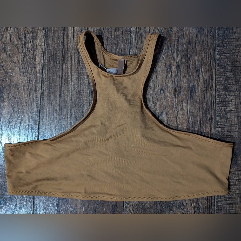 SKIMS Recycled Swim High Neck Racerback Tank / Top Almond Tan Size 3X NWT!